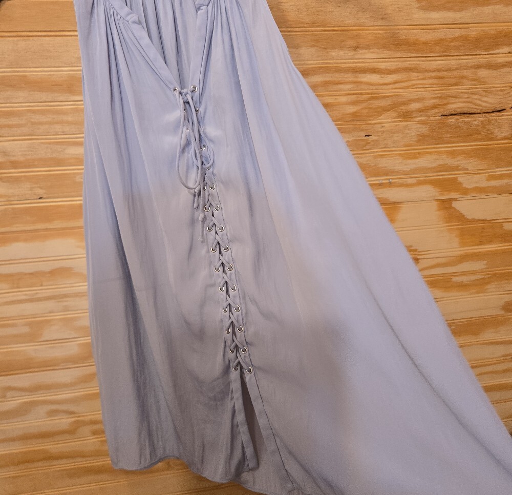 (60)Ramy Brook Lavender Lace-Up V-Neck Blouse - Picture 5 of 6